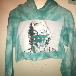 Marilyn Monroe Cropped Blue Tie Die Sweatshirt